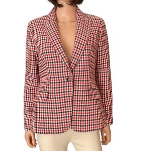 Talbots Plaid Blazer Jacket Size 10P  NWT Pink Black White Orange